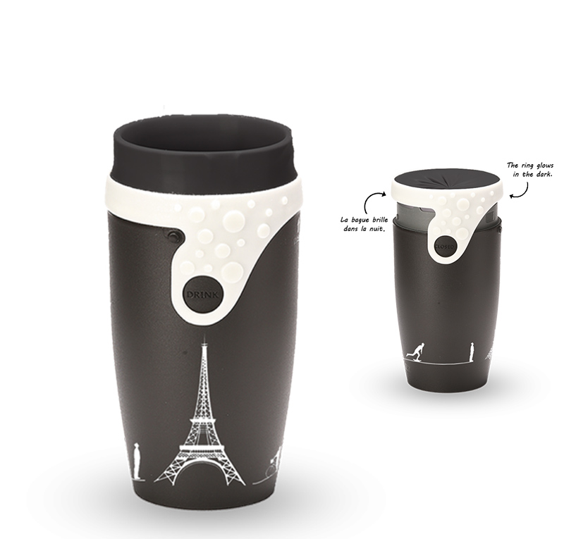 Mug isotherme TWIZZ Gustave, le mug de Paris Noir - blanc