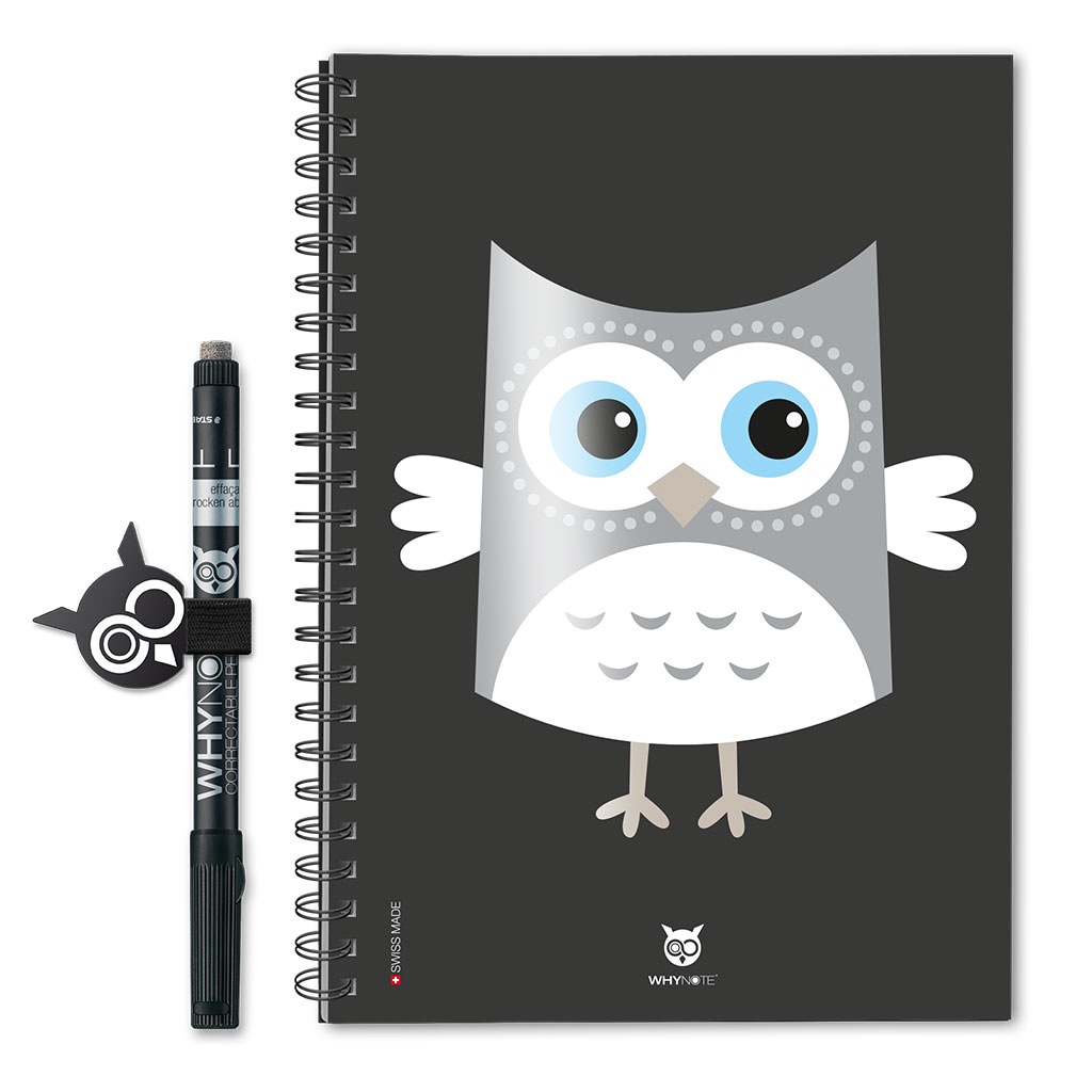 Whynote Book Eco - A5 - Cartoon Owl Grey Whynote Book Eco - A5 - Cartoon Owl Grey