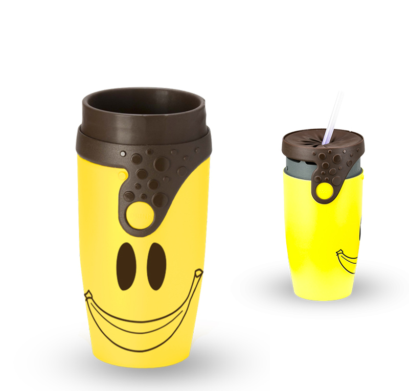 Neolid Mug isotherme TWIZZ Smile, le mug qui donne la banane Jaune - marron  - Mugs imprimés - Neolid - Boutique - Montres-Leurs